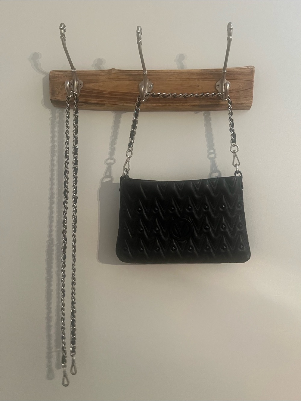 Mario Valentino Black Quilted Chain Crossbody Bag